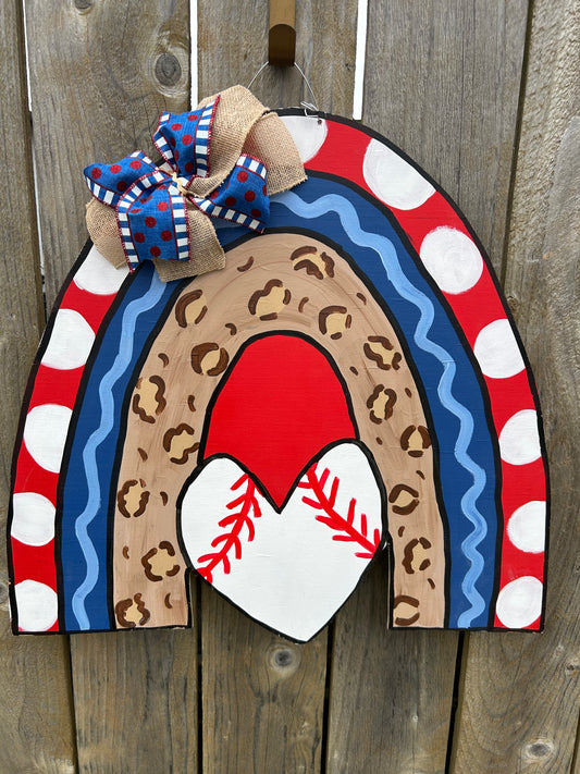 Baseball rainbow Door Hanger